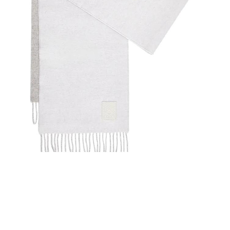 (Women) LOEWE Logo Knit Cashmere Scarf Women White/Light Gray. F811251X06 圖 4