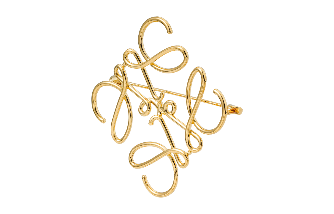 (Women) LOEWE Logo Pattern Brass Brooch for Women Gold 111.25.020-8130