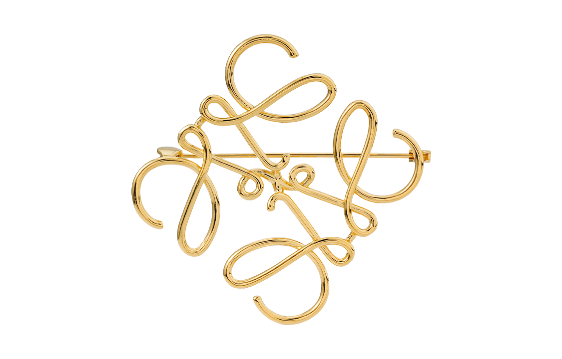 (Women) LOEWE Logo Pattern Brass Brooch for Women Gold 111.25.020-8130 圖 3