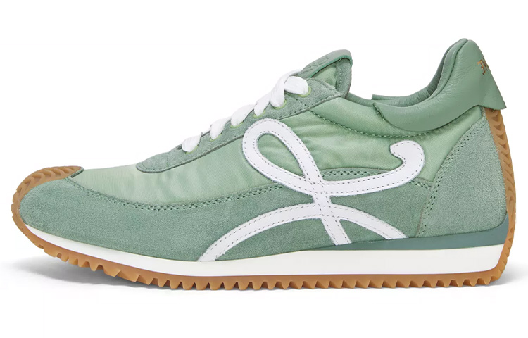 (W) LOEWE Low-Top Suede Sneakers 'Green Lace-Up'