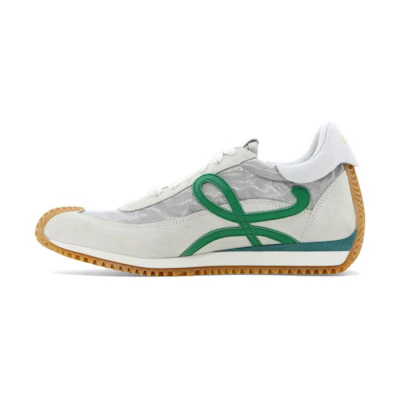 (W) LOEWE Low-Top Tech Mesh and Suede Sneakers 'White Green'
