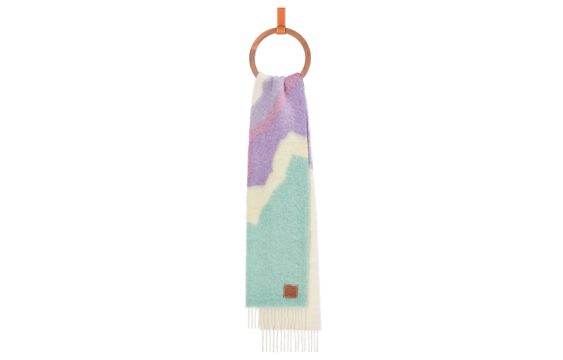 (Women) LOEWE Multicolor Graphic Wool Scarf White F655257X03-2016