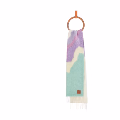 (Women) LOEWE Multicolor Graphic Wool Scarf White F655257X03-2016