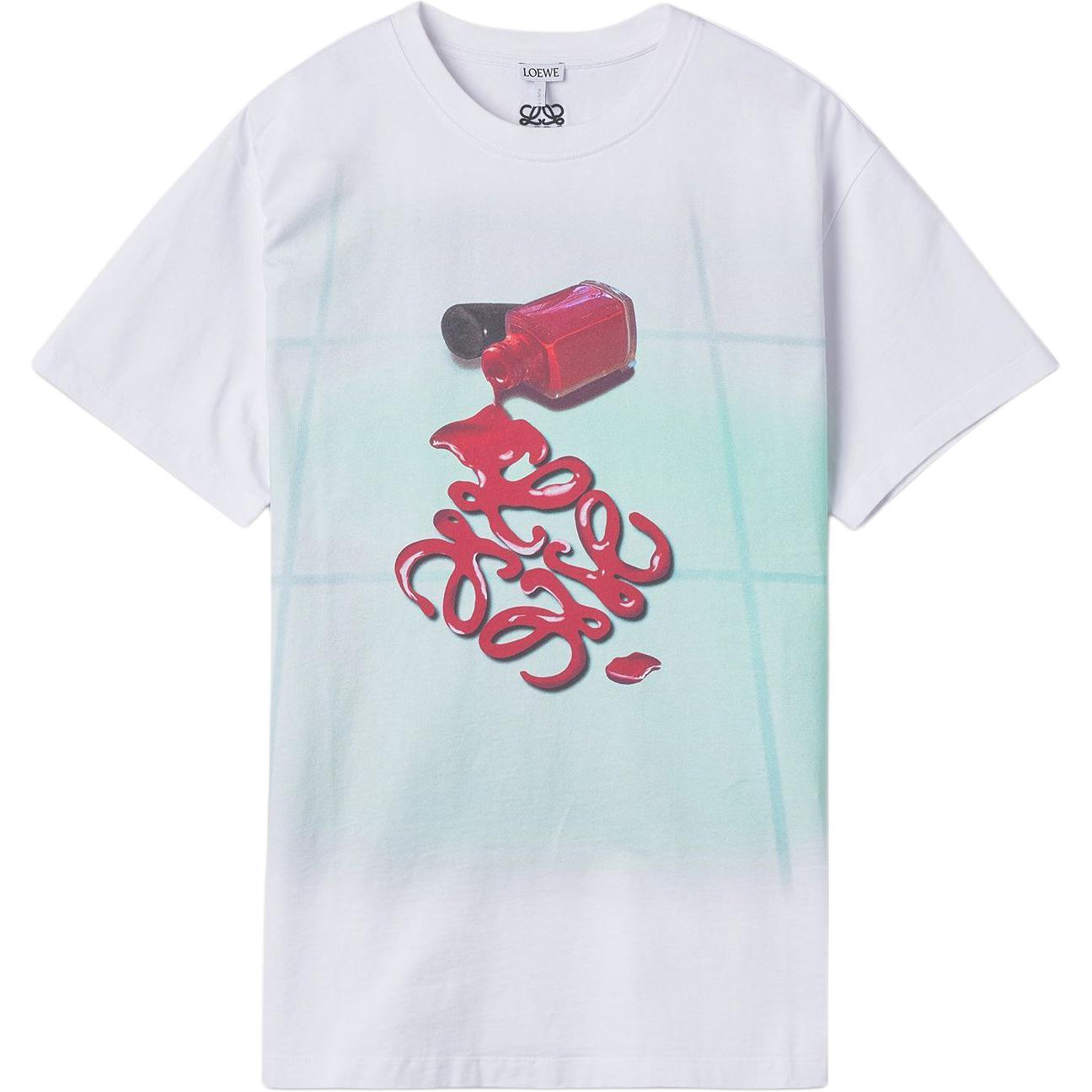 (Women) LOEWE Nail Polish Print Short Sleeve T-Shirt White SS22  Tee S540Y22X17-9990