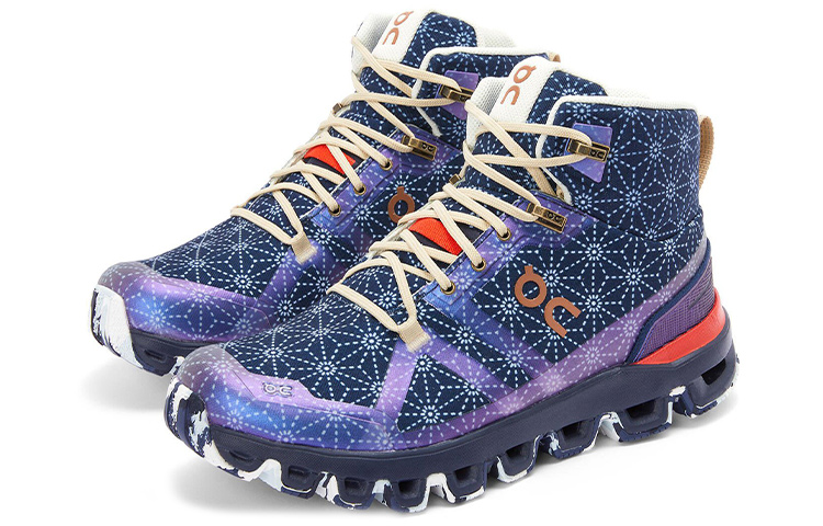 Lookbook On昂跑 x LOEWE羅意威 Cloudrock 耐磨 高幫系帶 短筒 戶外靴 女款 星空藍