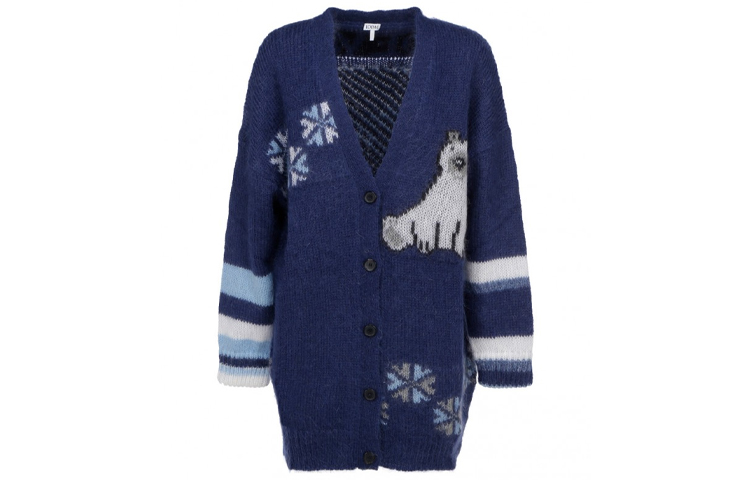 Order (Women) LOEWE Oversized Single-Breasted Knit Cardigan Navy Blue S359330XBR-5095