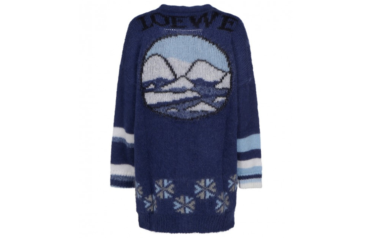 Lookbook (Women) LOEWE Oversized Single-Breasted Knit Cardigan Navy Blue S359330XBR-5095
