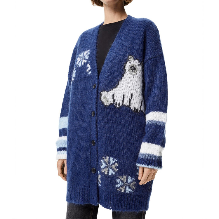 Details for (Women) LOEWE Oversized Single-Breasted Knit Cardigan Navy Blue S359330XBR-5095