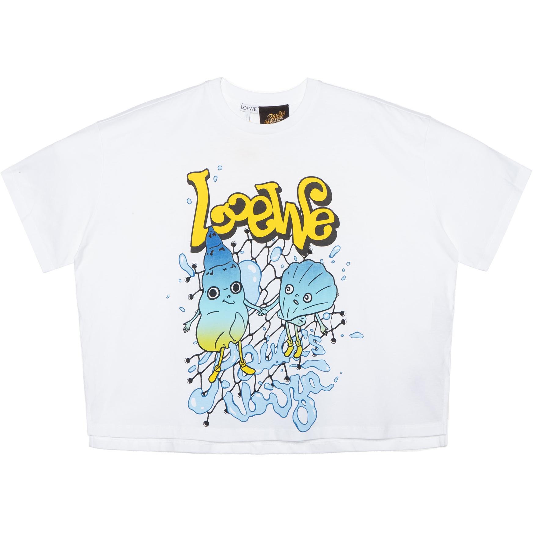 (Women) LOEWE Paula's Ibiza 2022 Shell Print Oversized T-Shirt White  Short Sleeve. S616Y22X42-2100