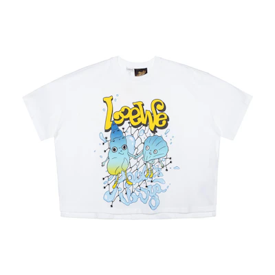 (Women) LOEWE Paula's Ibiza 2022 Shell Print Oversized T-Shirt White Short Sleeve. S616Y22X42-2100