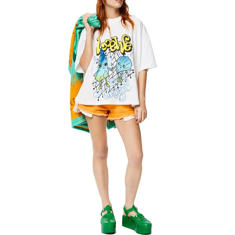 Shop (W) LOEWE Paula''s Ibiza 2022 貝殼印花寬鬆短袖T恤 白色 S616Y22X42-2100