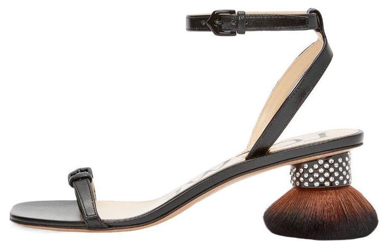 (Women) LOEWE Petal Brush Leather Slide Sandals Women’s 4cm Black - Minimalist & Stylish L814465X69-1100