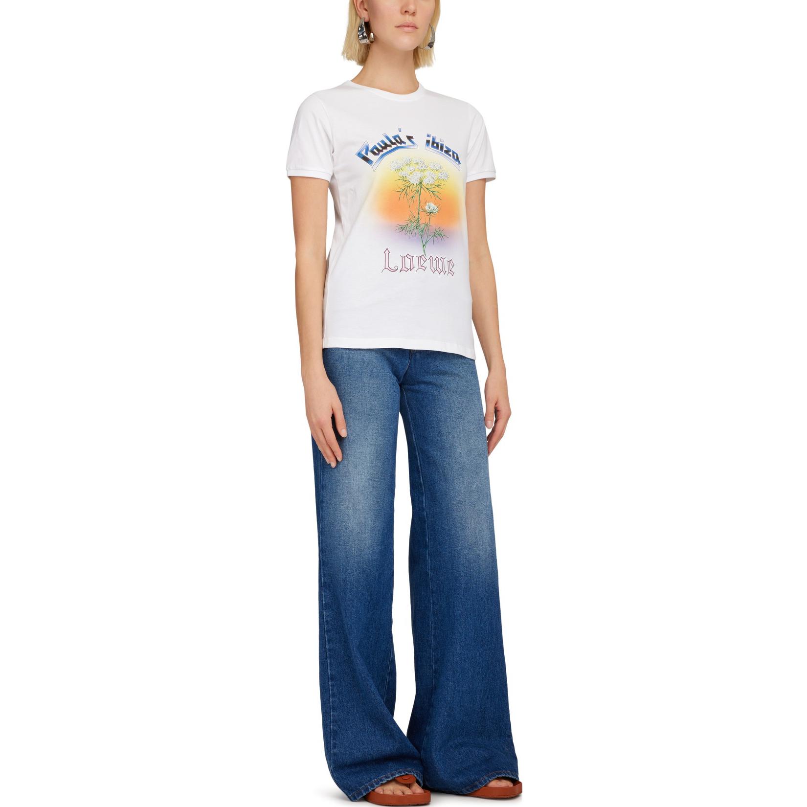 Shop (W) LOEWE 植物Logo印花圓領白色T恤 時尚款式 S616Y22X45-2016