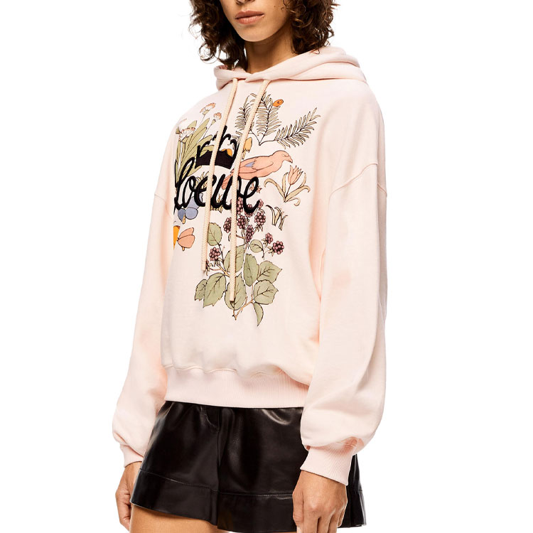 (Women) LOEWE Plant Print Drawstring Hoodie  Pink S800Y25X03-7629 圖 4