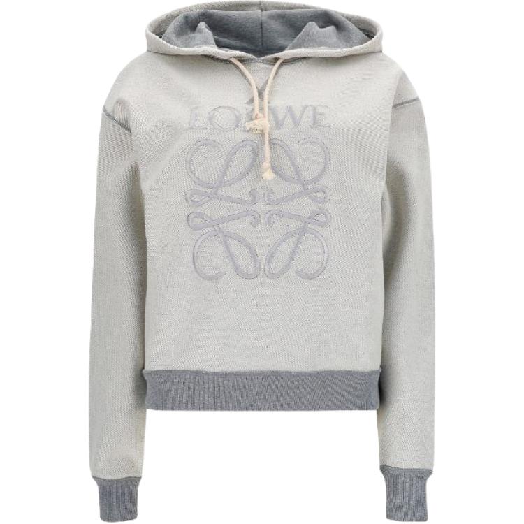 (Women) LOEWE Puzzle Embroidered Cotton Hoodie Women’s Light Grey S359341X98-1440