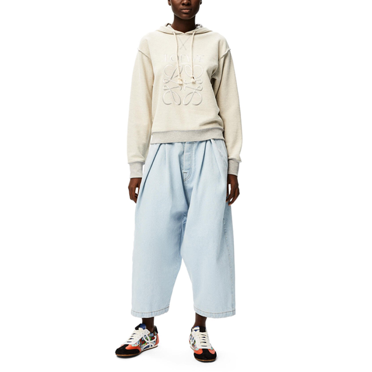 Shop (W) LOEWE Puzzle 刺繡棉質連帽衫 女款 淺灰色 S359341X98-1440