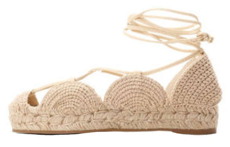(W) LOEWE Round Toe Lace-Up Espadrilles 'Light Brown'