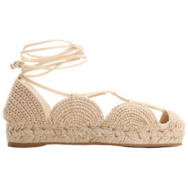 (W) LOEWE Round Toe Lace-Up Espadrilles 'Light Brown' 圖 2