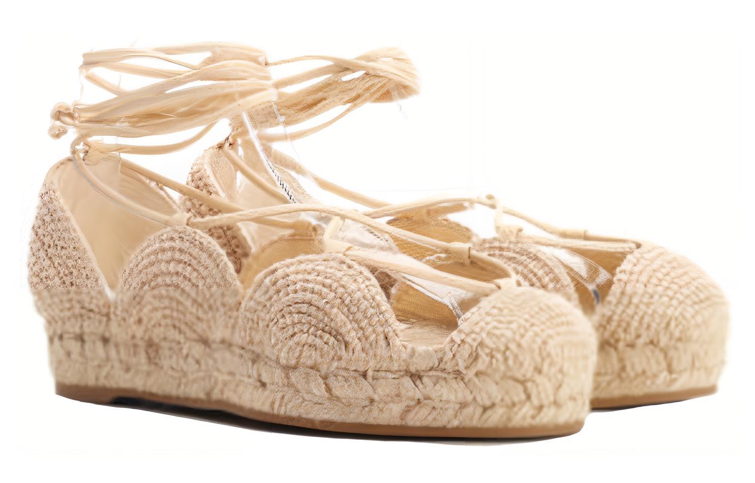 (W) LOEWE Round Toe Lace-Up Espadrilles 'Light Brown' 圖 3