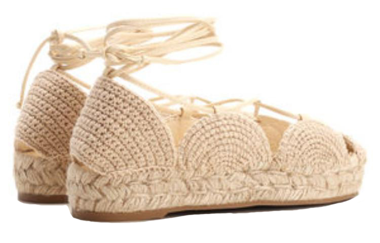 (W) LOEWE Round Toe Lace-Up Espadrilles 'Light Brown' 圖 4