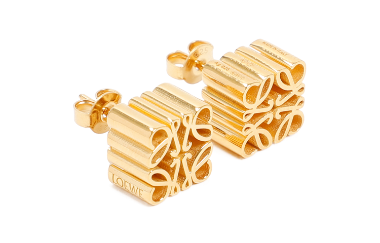 (Women) LOEWE Silver Anagram Stud Earrings for Women in Gold. J821239X048130 圖 3