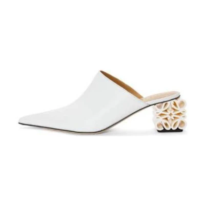 (W) LOEWE Slip-On High Heel Sandals 'White Calfskin'