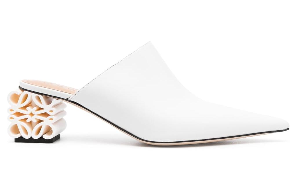 Order (W) LOEWE Sandal Slip-On Hak Tinggi 'Kulit Putih' L815379X682100