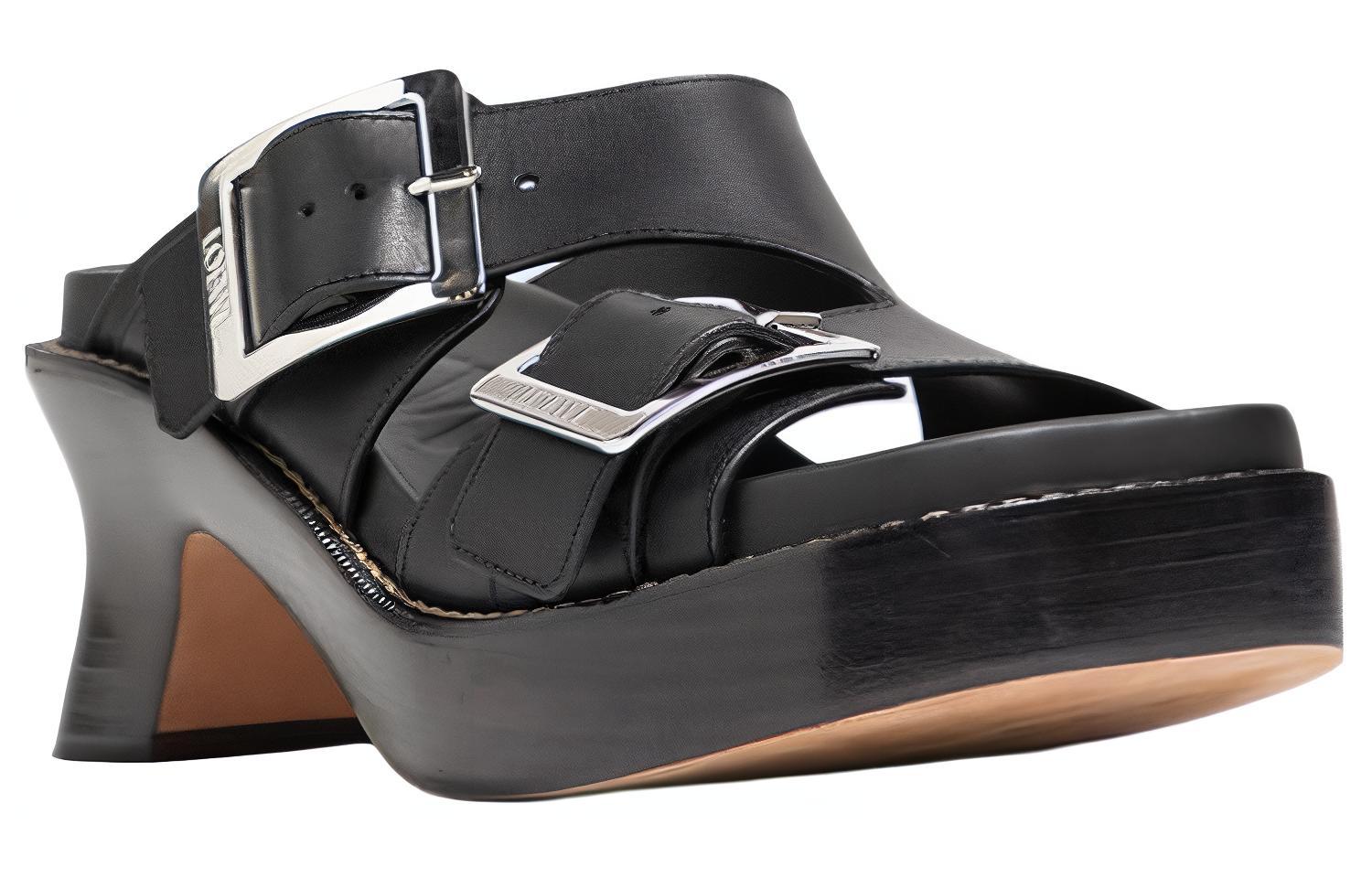 (W) LOEWE Slip-On Slides 'Black Leather' 圖 3