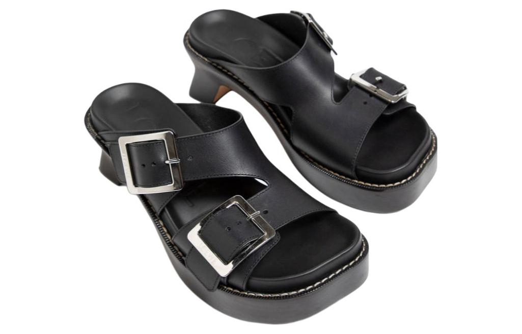 (W) LOEWE Slip-On Slides 'Black Leather' 圖 4