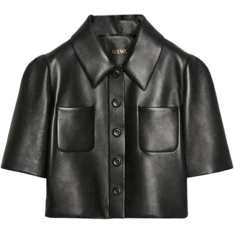 (Women) LOEWE Smiley Collection  Solid Color Short-Sleeve Leather Jacket S540Y30L44-1100