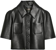 (Women) LOEWE Smiley Collection Solid Color Short-Sleeve Leather Jacket S540Y30L44-1100 (Women) LOEWE Smiley Collection Solid Color Short-Sleeve Leather Jacket S540Y30L44-1100