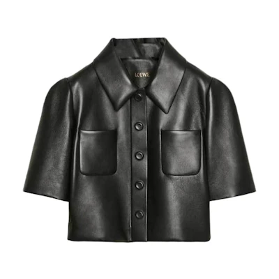 (Women) LOEWE Smiley Collection Solid Color Short-Sleeve Leather Jacket S540Y30L44-1100