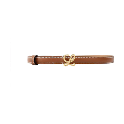 (Women) LOEWE Smooth Leather Belt Tan Brown 1.5cm Wide E821238X01-2526