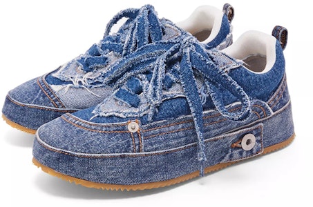 LOEWE 系帶單寧布 時尚板鞋 女款 牛仔藍 Lookbook LOEWE 系帶單寧布 時尚板鞋 女款 牛仔藍