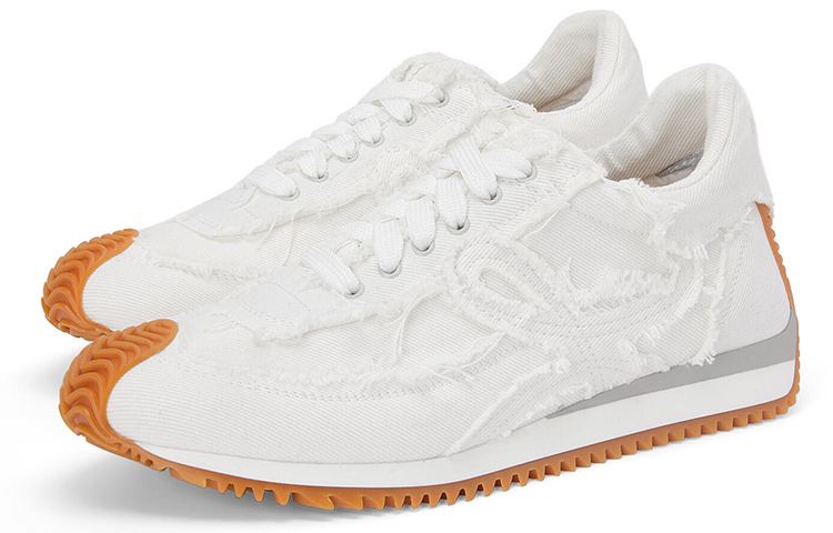 (W) LOEWE Sneaker with Frayed Denim Trim 'White' 圖 3