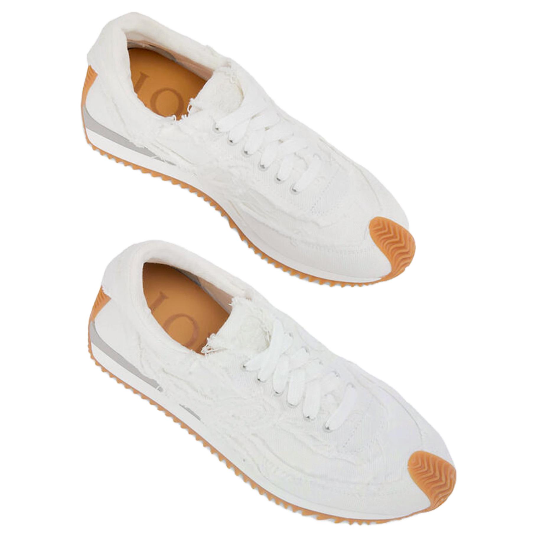 (W) LOEWE Sneaker with Frayed Denim Trim 'White' 圖 5