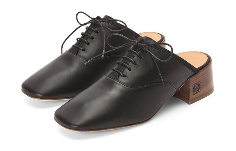 (W) LOEWE Soft Derby High Heel Mules 'Black Leather' 圖 3