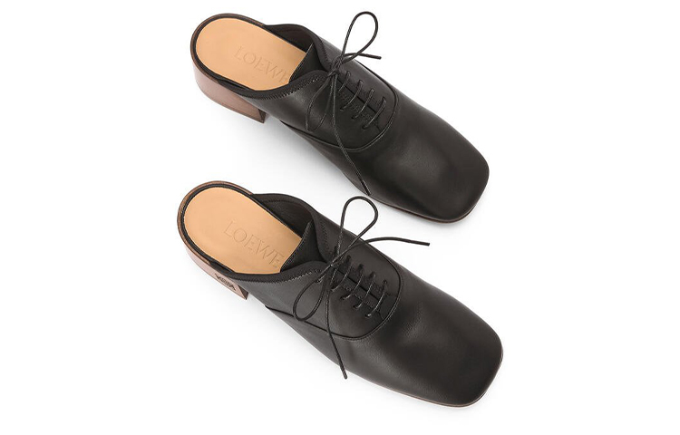 (W) LOEWE Soft Derby High Heel Mules 'Black Leather' 圖 4