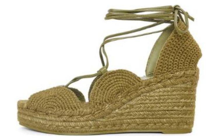 (Women) LOEWE Solar 'Green Hemp Ankle Tie Espadrille Wedge' L616283X19-8795
