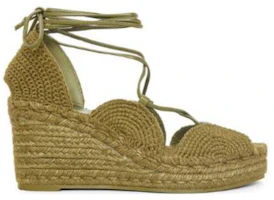 Order (W) LOEWE Solar 'Espadrille Wedge Hijau Hemp Ankle Tie' L616283X19-8795