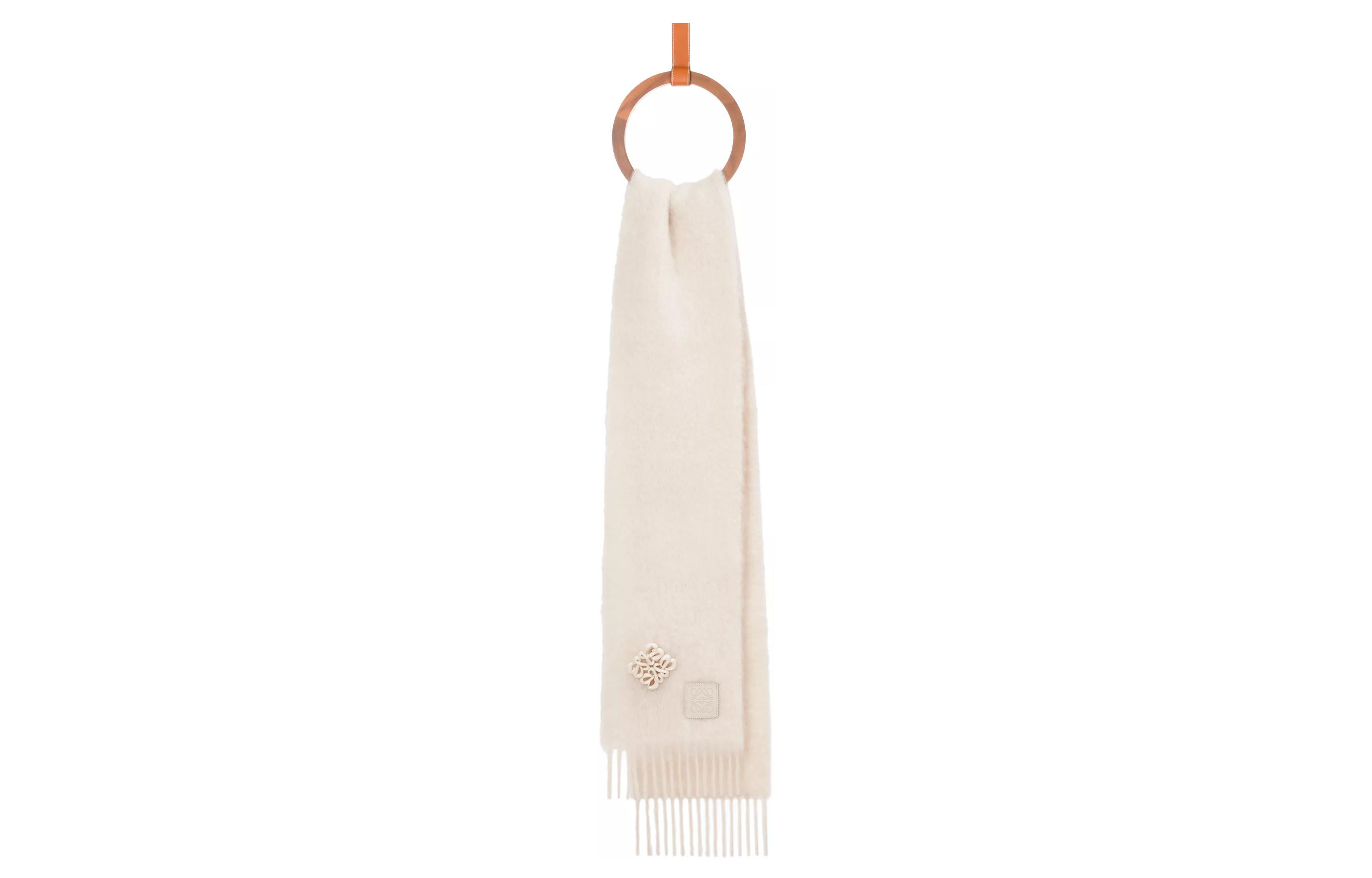 (Women) LOEWE Solid Color Logo Wool Scarf  White. F540257X02-2100