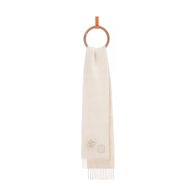 (Women) LOEWE Solid Color Logo Wool Scarf White. F540257X02-2100