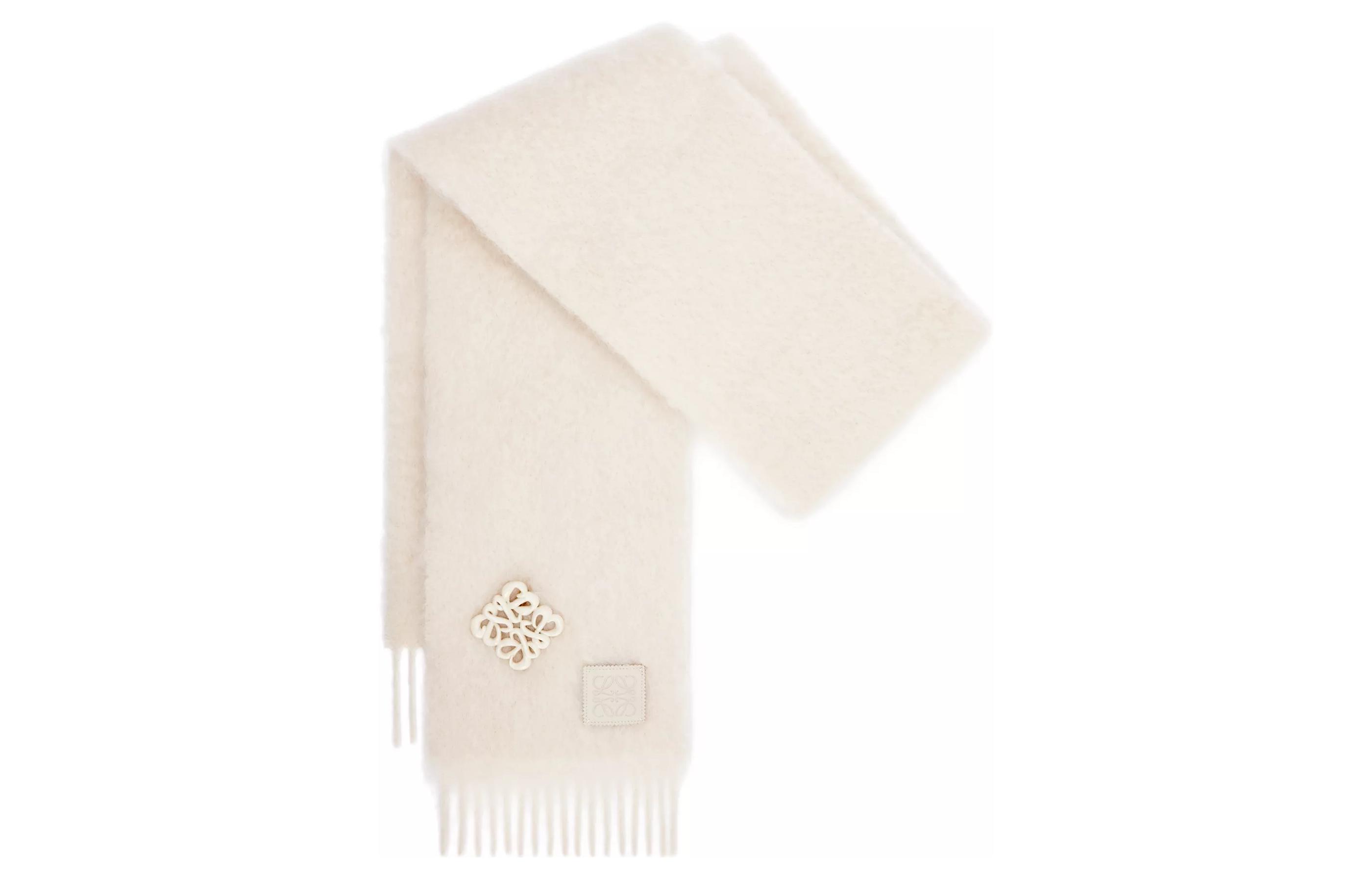 (Women) LOEWE Solid Color Logo Wool Scarf  White. F540257X02-2100 圖 3