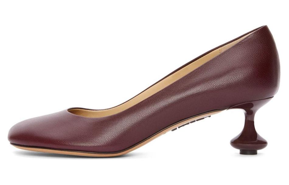 (W) LOEWE Square Toe Leather Mules 'Burgundy'