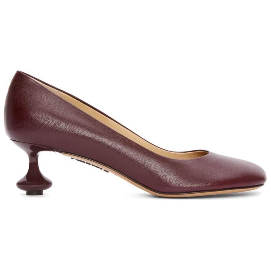 (W) LOEWE Square Toe Leather Mules 'Burgundy' 圖 2