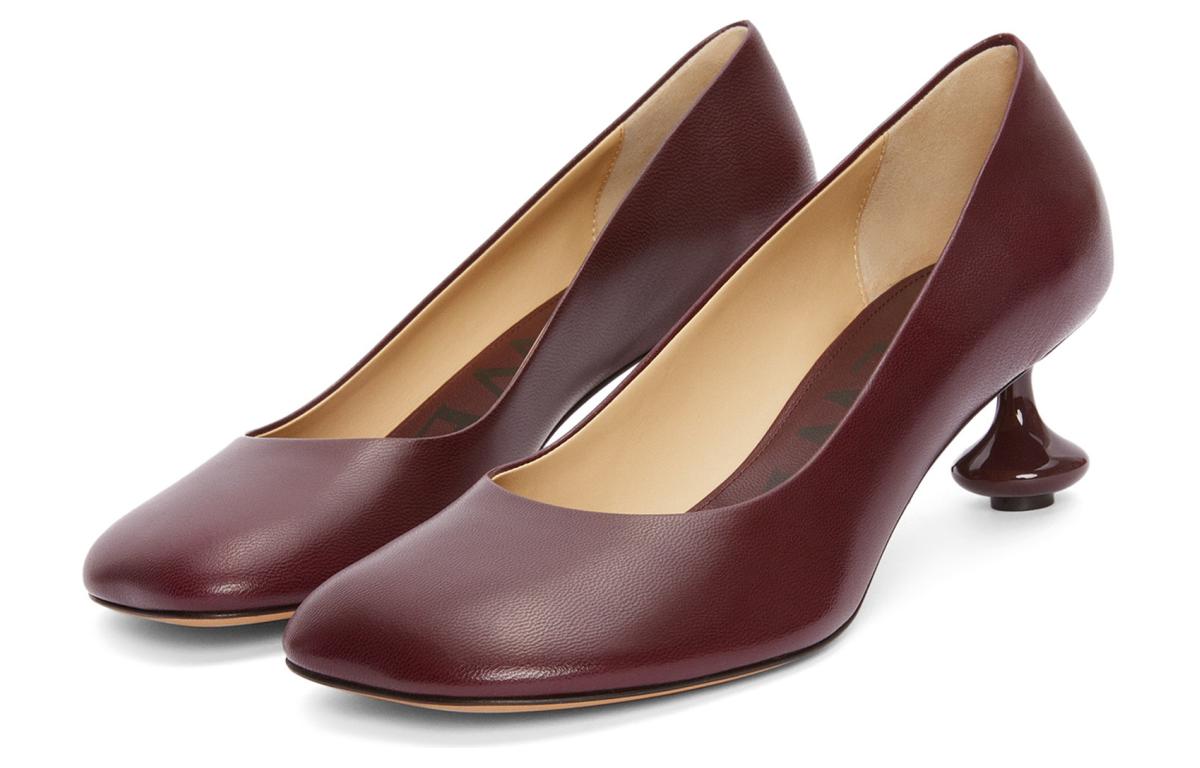 (W) LOEWE Square Toe Leather Mules 'Burgundy' 圖 3