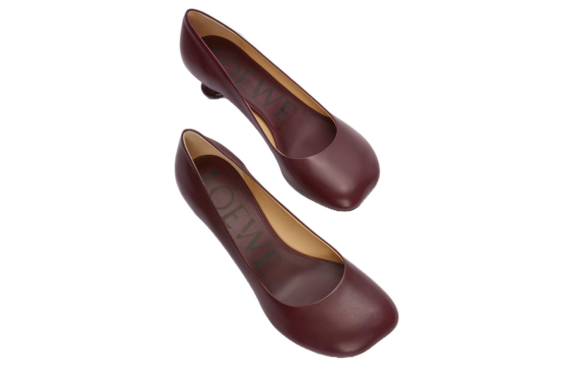 (W) LOEWE Square Toe Leather Mules 'Burgundy' 圖 4