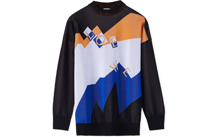 (Women) LOEWE SS21 Alphabet Jacquard Knit Pullover Sweater Multicolor. S540Y14K83-1642