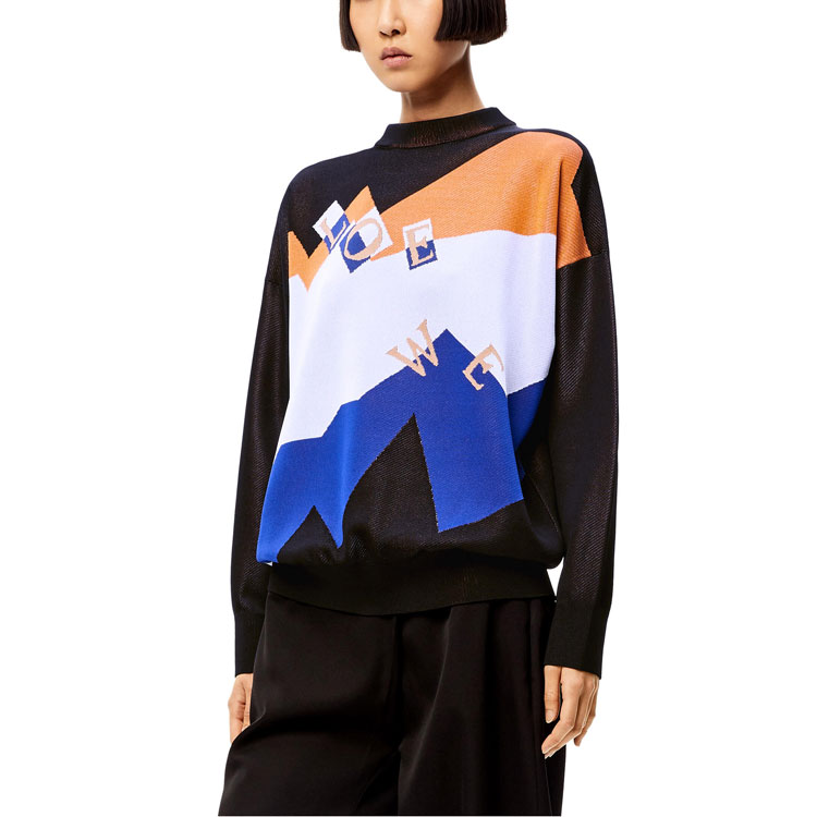 Purchase (W) LOEWE SS21 字母提花織物拼色毛衣多彩款式 S540Y14K83-1642