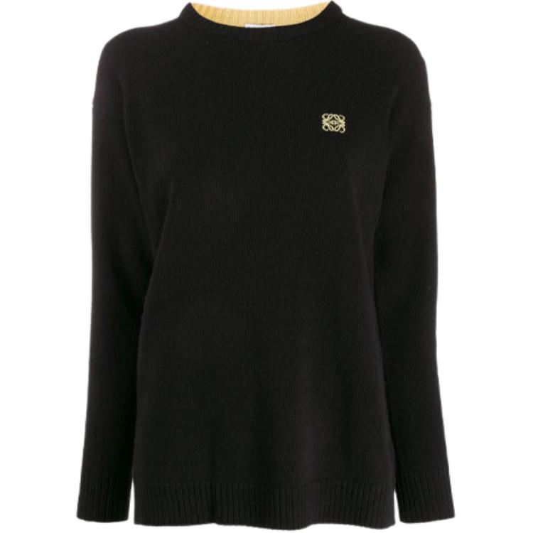 (Women) LOEWE SS21 Black Wool Knit Crewneck Sweater. S3109280SM-1100